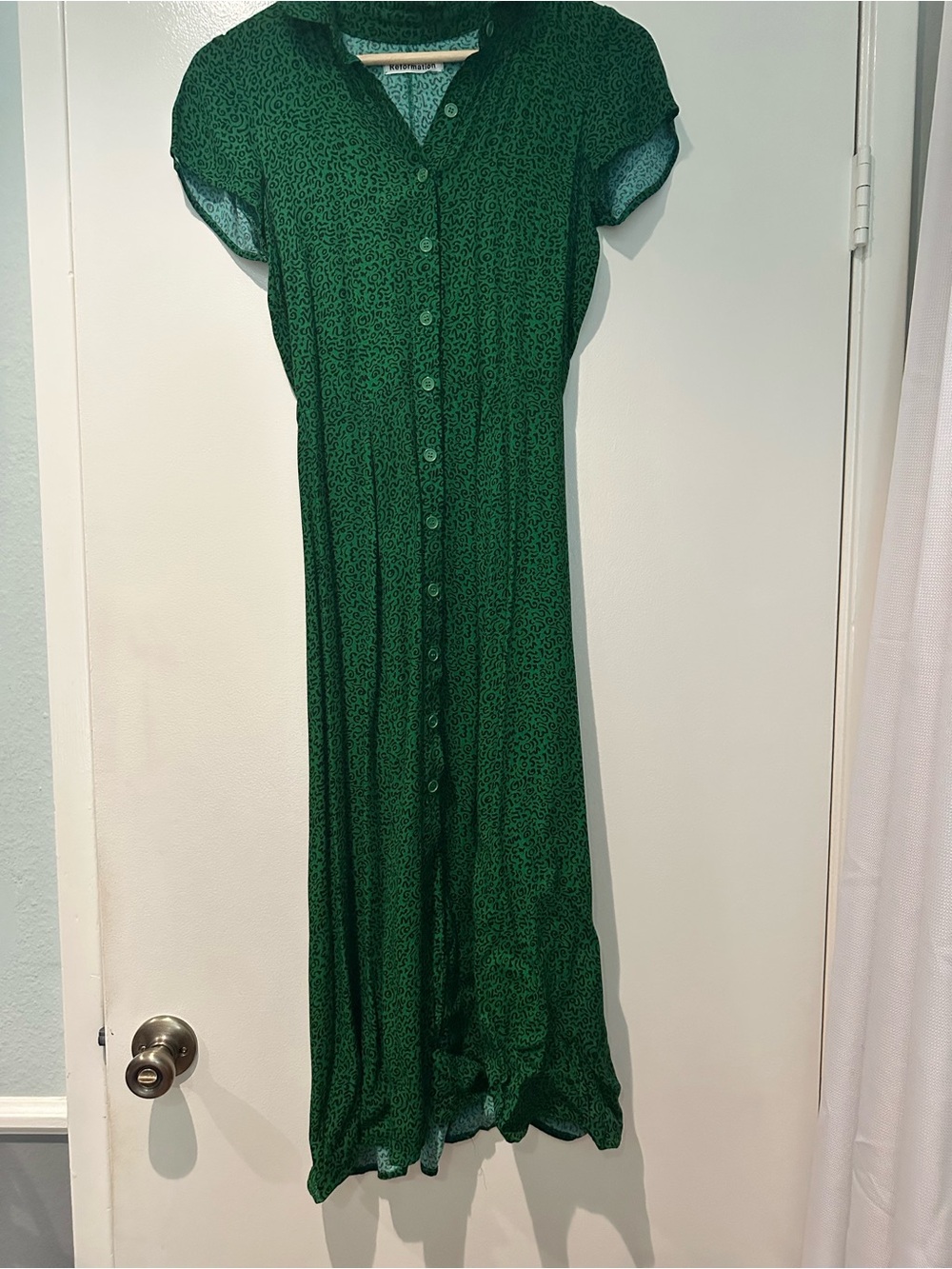 Reformation Emerald Green Button-Front Maxi Dress